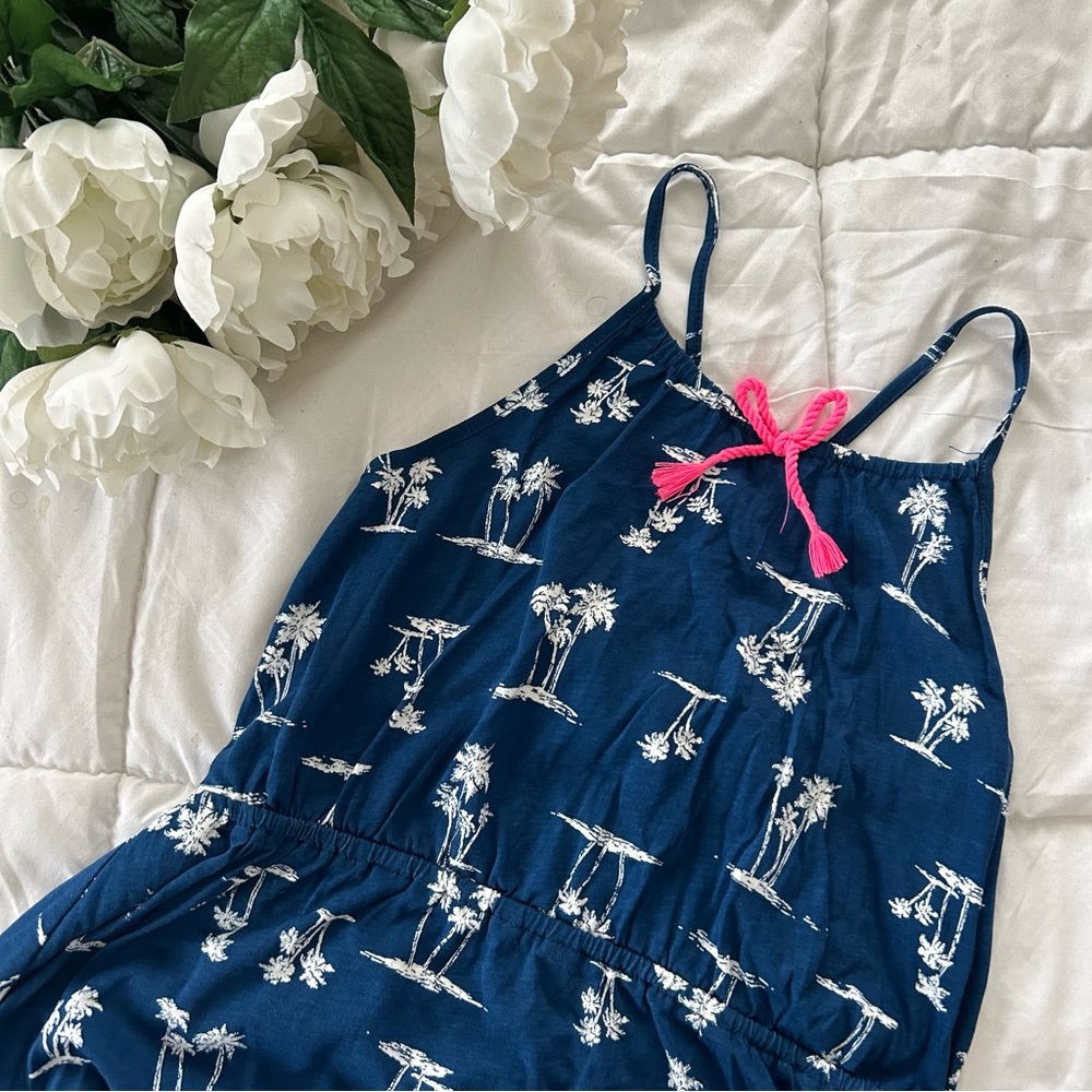 Children’s Place Blue and White Palm Beach Dress XL 14